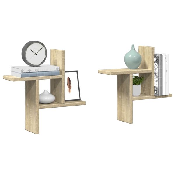 vidaXL P&oacute;łki ścienne, 2 szt., dąb sonoma, 38x12x38 cm