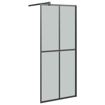 vidaXL Ścianka prysznicowa z półką, czarna, 100x195 cm ESG i aluminium