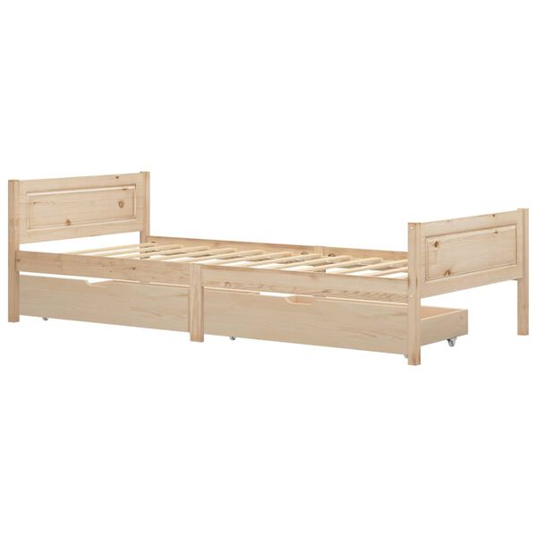 vidaXL Rama ł&oacute;żka z 2 szufladami, lite drewno sosnowe, 100 x 200 cm