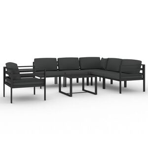 vidaXL 7-cz. zestaw mebli ogrodowych, poduszki, aluminium, antracyt