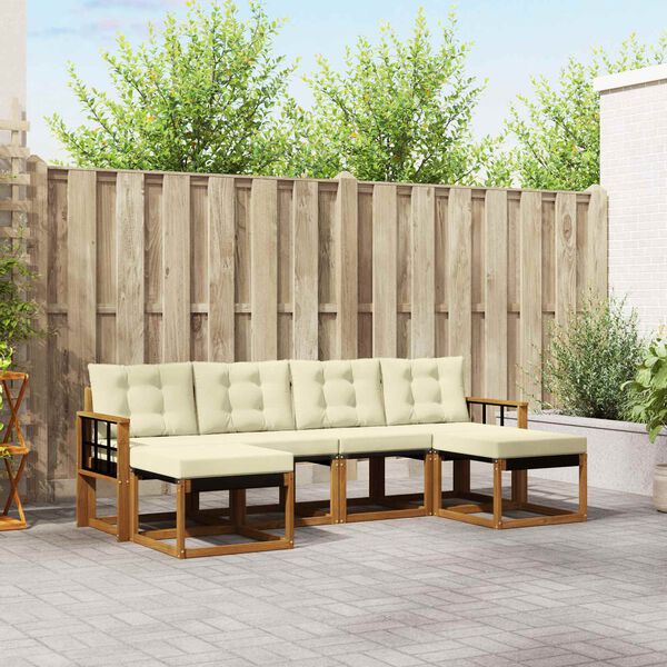 vidaXL Zestaw sof na zewnątrz z poduszką 6 pcs Naturalny i Kremowy
