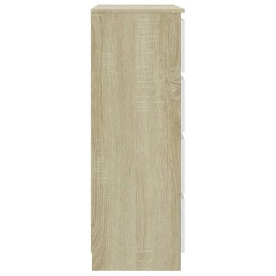 vidaXL Komoda, biel i dąb, 60x35x98,5 cm, materiał drewnopochodny