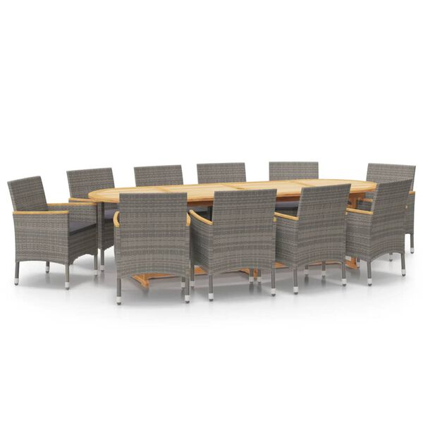 vidaXL 11-częściowy zestaw mebli ogrodowych z poduszkami, szary