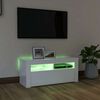 vidaXL Szafka TV z oświetleniem LED, wysoki połysk, biała, 90x35x40 cm