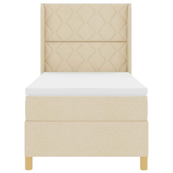 vidaXL Ł&oacute;żko sprężynowe z materacem Kremowy 100 x 200 cm tkanina