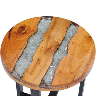 vidaXL Stolik kawowy, 40x45 cm, lite drewno tekowe i poliżywica