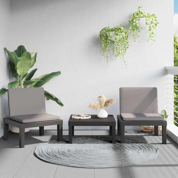 vidaXL Leżak z poduszkami antracytowy, PP