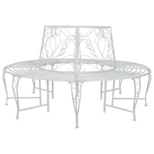 vidaXL Ławka Drzewna 8-Liczba miejsc &Oslash; 160 x 89 cm Stal Antyczna biel