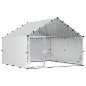 vidaXL Kurnik z dachem srebrny 200 x 200 x 150 cm Stal ocynkowana