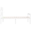 vidaXL Ł&oacute;żko dla seniora, rama z wezgłowiem, białe, lite drewno