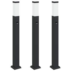 vidaXL Lampy słupkowe z czujnikiem 3 szt. 80 cm, czarne, IP44