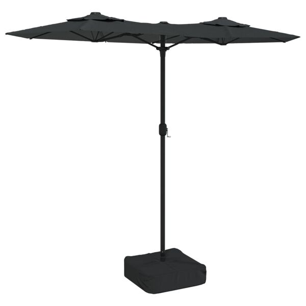 vidaXL Podwójny parasol ogrodowy z LED, antracytowy, 316x145 cm