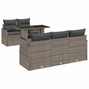 vidaXL Zestaw Sof na Ogr&oacute;d z poduszką 6 pcs Szary Rattan poli