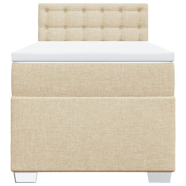 vidaXL Ł&oacute;żko kontynentalne z materacem, kremowe, tkanina, 80x200 cm