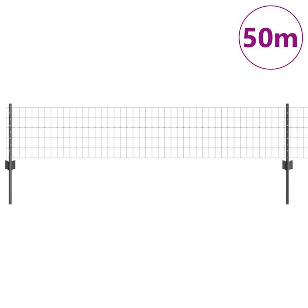 vidaXL Ogrodzenie z słupkiem Szary 0,4 x 50 m Stal i PVC