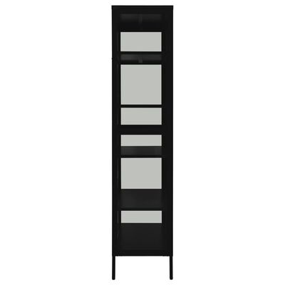vidaXL Witryna, czarna, 90x40x180 cm, stal i hartowane szkło