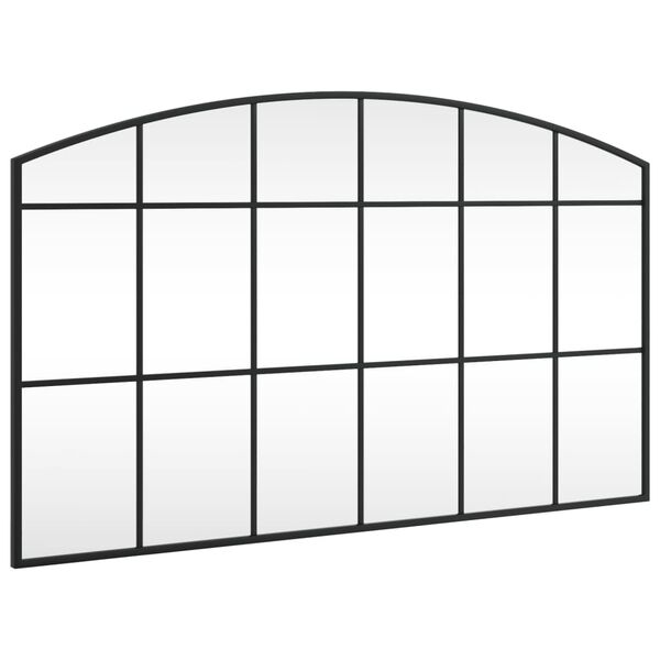vidaXL Lustro ścienne, czarne, 100x60 cm, zakończone łukiem, żelazo