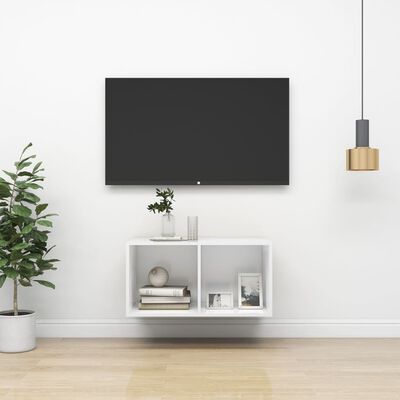 vidaXL Wisząca szafka TV, biała, 37x37x72 cm, materiał drewnopochodny