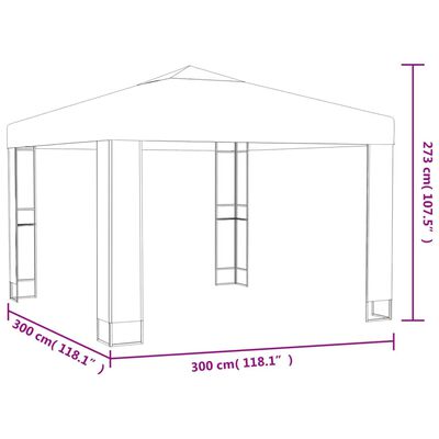 vidaXL Altana z podwójnym dachem, 3x3x2,7 m, taupe, 180 g/m²