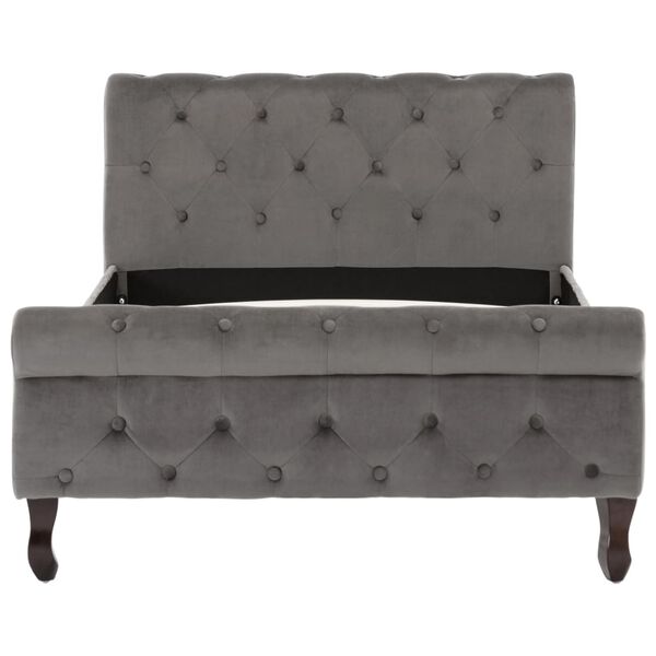 vidaXL Rama ł&oacute;żka, szara, tapicerowana aksamitem, 100 x 200 cm