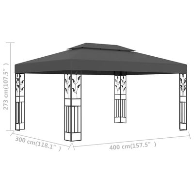 vidaXL Altana z podwójnym dachem, 3x4 m, antracytowa