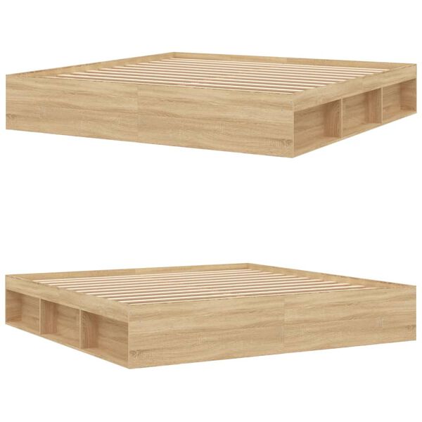 vidaXL Rama łóżka, dąb sonoma, 200x200 cm