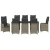 vidaXL Zestaw do jadalni w ogrodzie z poduszką 9 pcs Szary Polirattan