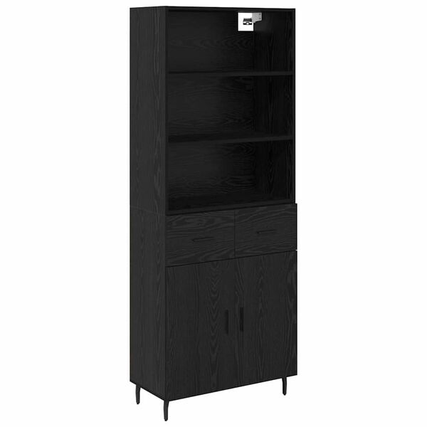 vidaXL Highboard z szufladą Czarny Dąb 69,5 x 34 x 180 cm