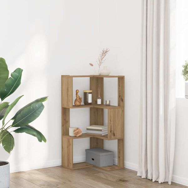vidaXL 3-poziomowy regał narożny, dąb artisian, 50x50x102 cm