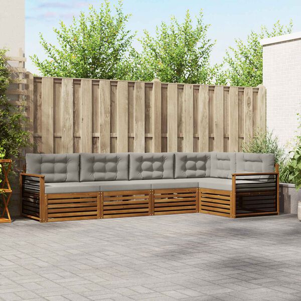 vidaXL Zestaw sof na zewnątrz z poduszką 5 pcs Naturalny i Jasny Szary