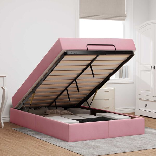 vidaXL Rama ł&oacute;żka z materacem z materacem 2 pcs R&oacute;żowy Aksamit