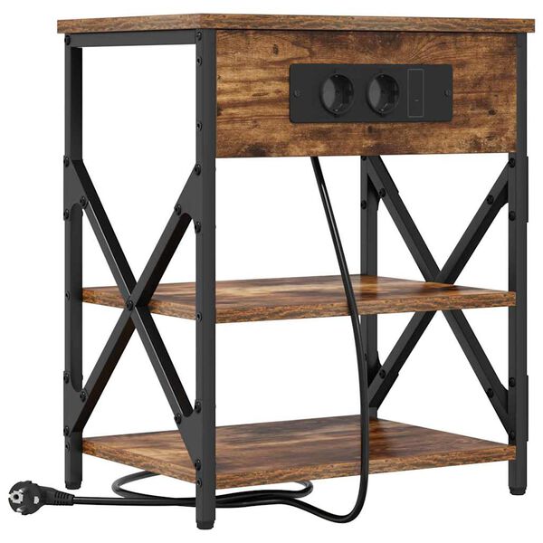 vidaXL Szafka Nocna z p&oacute;łką Dąb wędzony 41 x 31 x 51 cm