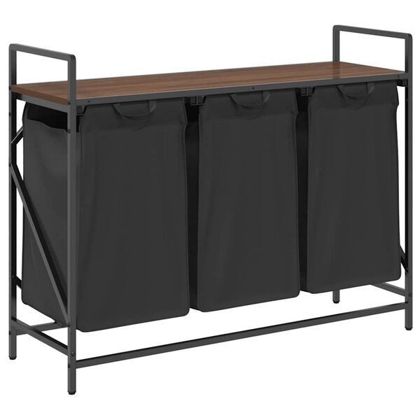 vidaXL Kosz na pranie 3 przegrody z półką, brązowy dąb