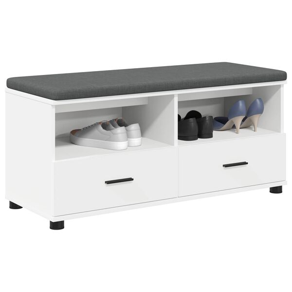 vidaXL Ławka w przedpokoju z poduszką Biały 100 x 38 x 46 cm