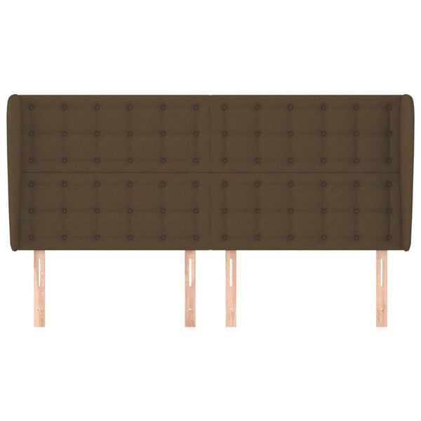 vidaXL Zagł&oacute;wek uszak, ciemnobrązowy, 163x23x118/128 cm, tkanina