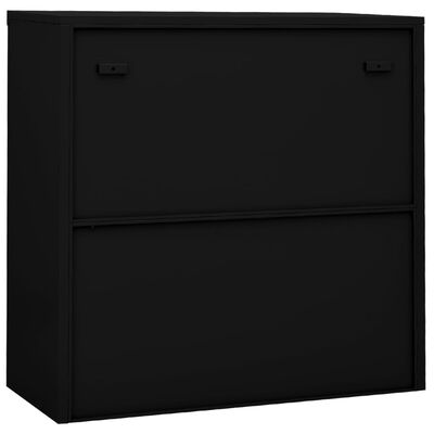 vidaXL Szafka biurowa z przesuwnymi drzwiami, czarna, 90x40x90 cm