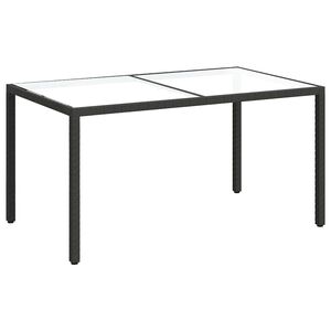 vidaXL St&oacute;ł ogrodowy, 150x90x75 cm, szkło i rattan PE, czarny