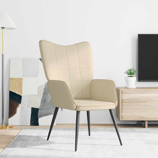 vidaXL Fotel, kremowy, obity tkaniną