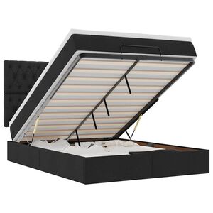 vidaXL Rama ł&oacute;żka otomana z materacem, czarna, 140x190 cm, tkanina