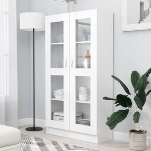 vidaXL Witryna, biała, 82,5x30,5x150 cm, materiał drewnopochodny