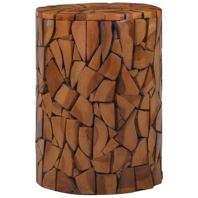 vidaXL Mozaikowy stołek, brązowy, lite drewno tekowe