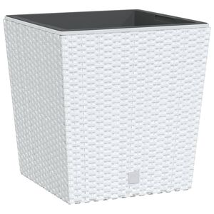 vidaXL Donica z pojemnikiem wewnętrznym, biała, 21/32 L, rattan PP