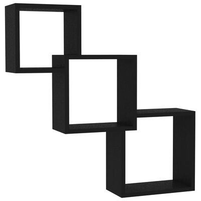 vidaXL Półki ścienne kostki, czarne, 84,5x15x27 cm, płyta wiórowa