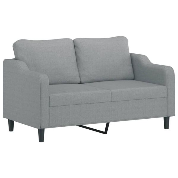 vidaXL 2-osobowa sofa z poduszkami, jasnoszara, 140 cm, tkanina