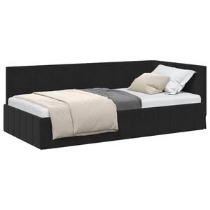 vidaXL Rama ł&oacute;żka narożnego Czarny 100 x 200 cm Aksamit