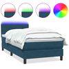 vidaXL Ł&oacute;żko kontynentalne z materacem i LED, ciemnoniebieskie, 100x220 cm