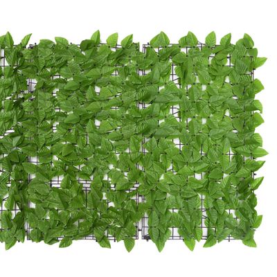 vidaXL Parawan balkonowy, zielone liście, 400x100 cm