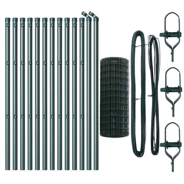 vidaXL Ogrodzenie z słupkiem Zielony 0,8 x 25 m Stal i PVC