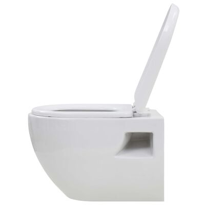 vidaXL Toaleta podwieszana ze spłuczką podtynkową, ceramiczna, biała