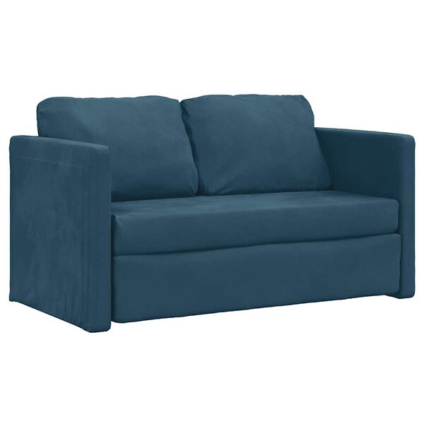 vidaXL Sofa podłogowa 2-w-1, niebieska, 122x204x55 cm, aksamit
